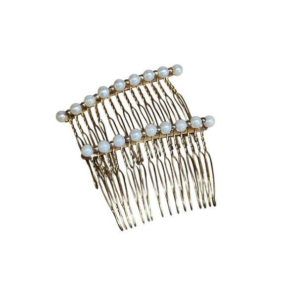 Unbranded Accessories - Pearl Hair Comb Freshwater Pearl Golden Wire Comb Hair Accessory